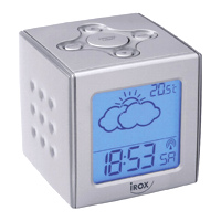 IROX CUBO-S stříbrný budík s počasím (dálková synchronizace)