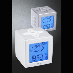 IROX CUBO-W bílý budík s počasím (dálková synchronizace)