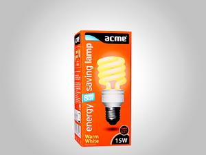 ACME 15W E27 SPIRAL kompaktní úsporná zářivka 8000hodin (15W=75W)