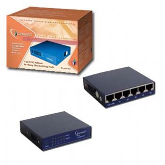 GEMBIRD 5 ports Metal switch MDI/MDIX ports 10/100Mbps N-Way