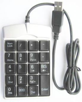GEMBIRD klávesnice NUMPAD numerická USB Low-profile, SILVER/BLACK, KPD-1X