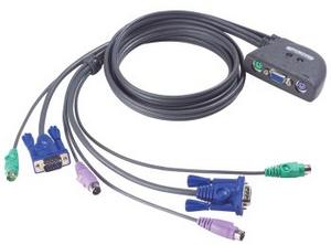 ATEN CS-62Z, KVM elektronický přepínač pro 2 PC včetně kabeláže (2port, propojení 1x VGA + 1x PS2 kl