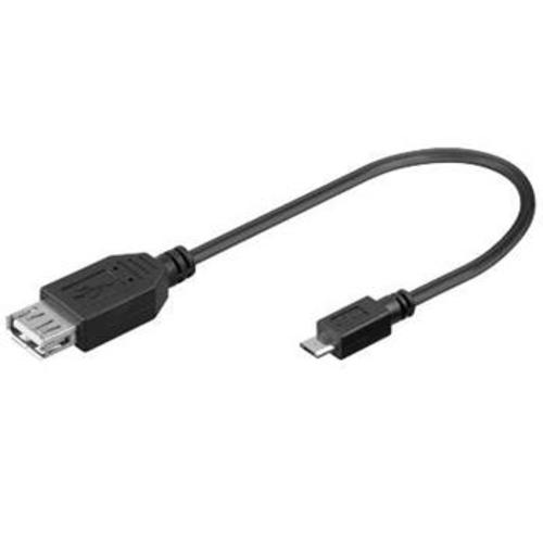 KABEL USB micro 0.15m 2.0, USB A(F) - microUSB B(M) - funkce OTG (On The Go) - Slevy AGEMcz