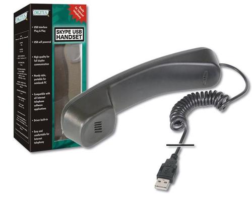 DIGITUS telefonní set/sluchátko pro Skype/MSN/ICQ, USB telefon - Black