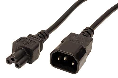 Kabel síťový prodlužovací k notebooku, IEC320 C14 na C5, 2m (trojlístek)