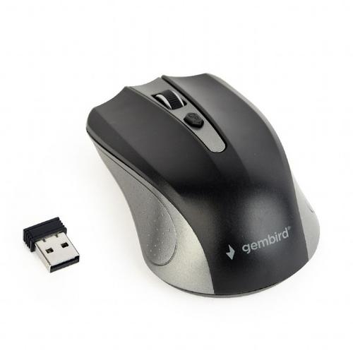 GEMBIRD myš MUSW-4B-04-GB, stříbrno-černá, bezdrátová, USB nano receiver - AGEMcz