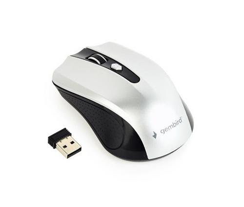 GEMBIRD myš MUSW-4B-04-BG, černo-stříbrná, bezdrátová, USB nano receiver - AGEMcz