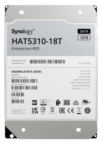 SYNOLOGY HAT5310 18TB CMR 7200rpm 512MB NAS HDD 24x7 268MB/s 3.5 RAID SATA3-6Gbps - AGEMcz