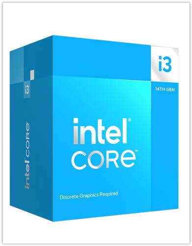 INTEL cpu CORE i3-14100F socket1700 Raptor Lake Refresh BOX 58W/110W 14.generace (od 3.5GHz do 4.7GHz, 4x jádro, 8x vlákno, 12MB cache, pro DDR4 do 3200, pro DDR5 do 4800), virtualizace - AGEMcz