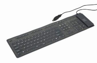 GEMBIRD klávesnice KB-109F-B USB+PS2 flexibilní  black, 