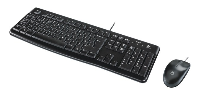 LOGITECH drátový set Desktop MK120, klávesnice + myš, CZ, USB, černá-šedá