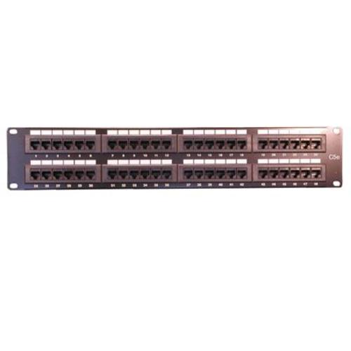 PATCH PANEL 19" kat. 5E UTP, 48 portů, černý, výška 2U - Slevy AGEMcz