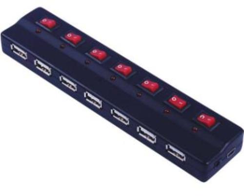 VALUE USB 2.0 Hub 7porty s ext. napájením a vypínači portů, černý (aktivní) - AGEMcz