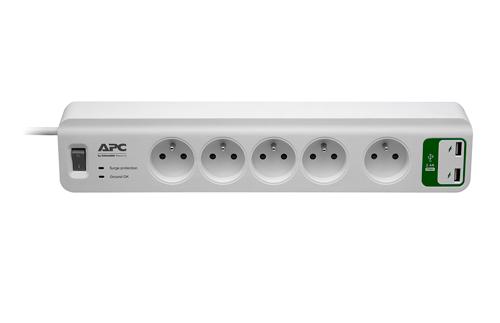 APC PM5U-FR SurgeArrest Essential, přepěťová ochrana 230V, 5 zásuvek + 2x USB nabíječka 5V - AGEMcz
