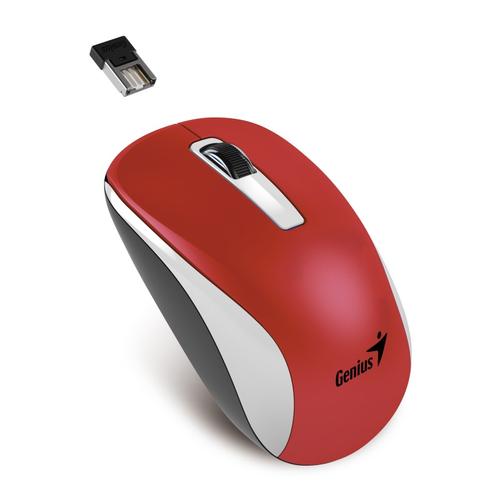 GENIUS myš NX-7010 WhiteRed Metallic, Wireless,blue-eye senzor 1200dpi, USB červená - AGEMcz