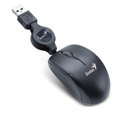 GENIUS myš Micro Traveler V2, s navijákem k ntb, černá - AGEMcz