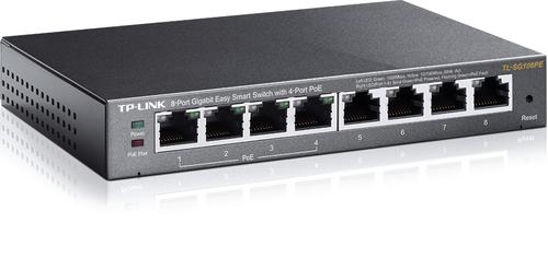 TP-LINK TL-SG108PE GBit PoE Smart switch, 8x 10/100/1000Mbps 8port, 55W 4port PoE , steel case