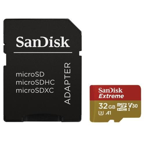 SANDISK Micro SD card SDHC 32GB Extreme A1 UHS-I V30 60 MB/s s adaptérem