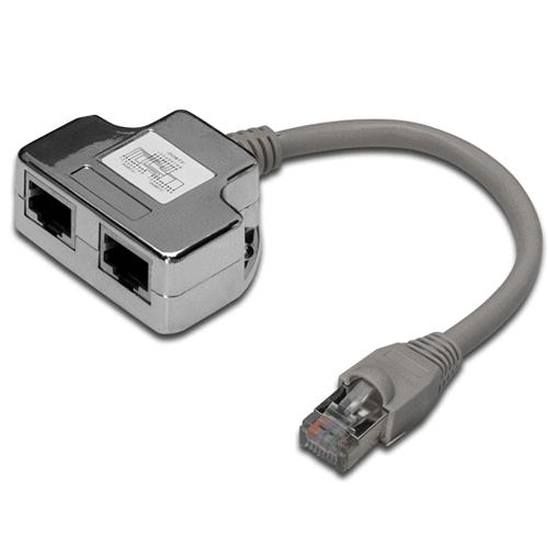 ROZDVOJKA UTP RJ45, 2xF-1xM, Y, kat.5e, telefon+síť, kabel 10cm