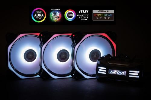 1stCOOL Fan KIT AURA EVO4 ARGB, 3x Hexa2 ventilátor 120x25mm +řadič +dálkový ovladač