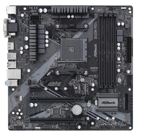 ASROCK B450M PRO4 R2.0 (AM4, amd B450, 4xDDR4 3200, 4xSATA3, 7.1, USB3.1, VGA+DVI +HDMI, mATX)