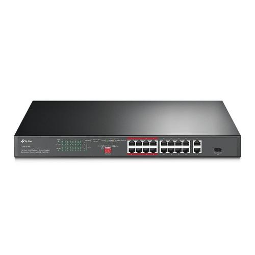 TP-LINK TL-SL1218P 16-portový 10/100 Mb/s + 2-portový gigabitový switch do racku s 16-portovým PoE+ napájením - AGEMcz