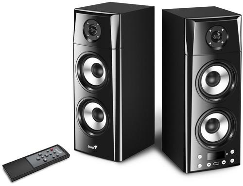 GENIUS repro SP-HF2800 BT HiFi 60W RMS 2.0 (dřevěné, černé), USB, Bluetooth, dálková ovl.