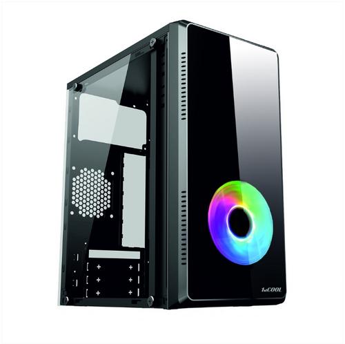 1stCOOL MicroTower STEP GAMER 1, USB3, bočnice s oknem, black černý, bez zdroje, microtower mATX (1xUSB3, 2xUSB2, Audio) - AGEMcz