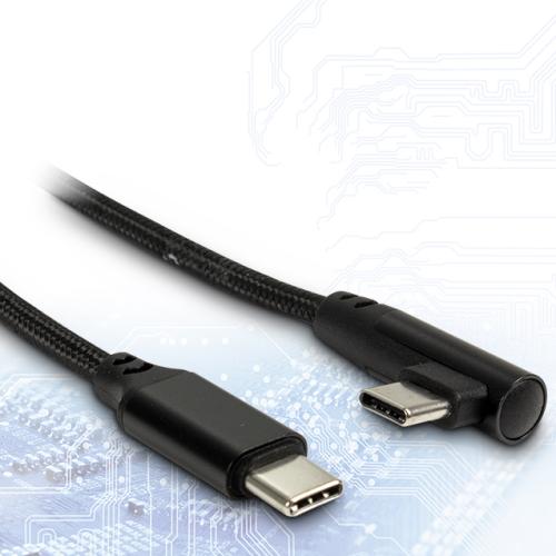 INTER-TECH kabel USB3.1 USB-C na USB3.1 USB-C zalomený 90°, 1m