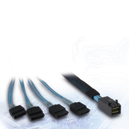 INTER-TECH kabel (SFF-8643) Mini-SAS HD na 4x SATA, 0,5m