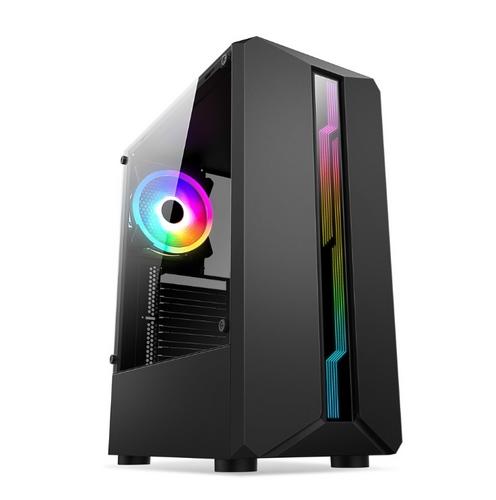 1stCOOL Middle Tower SHARK1, ATX black černý, bez zdroje, ATX (2xUSB2+ 1xUSB3+ Audio, RGB, bočnice) (PC case) - Doprodej AGEMcz