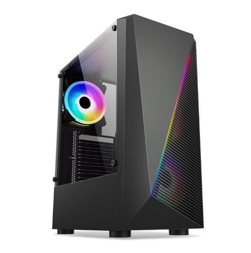 1stCOOL Middle Tower SHARK2, ATX black černý, bez zdroje, ATX (2xUSB2+ 1xUSB3+ Audio, RGB, bočnice) (PC case) - AGEMcz