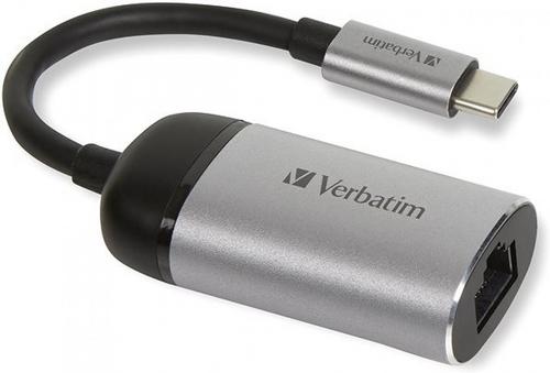 VERBATIM Redukce - délka 0,1 m, male konektor 1× USB-C (USB 3,2 Gen 1), female konektor 1× RJ-45 (CAT5), kovové tělo, UTP, otočné zakončen - AGEMcz