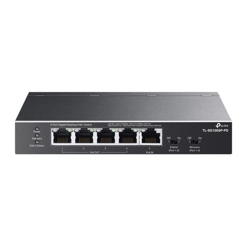TP-LINK TL-SG1005P-PD 5portový gigabitový stolní PoE+ switch s 1 vstupním portem PoE++ a 4 výstupními porty PoE+ - AGEMcz