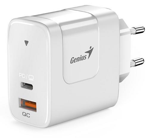 GENIUS Napájecí adaptér, univerzální, 65W, 1× USB-C, 1× USB, PD 3.0, QC 3.0, bílý - AGEMcz