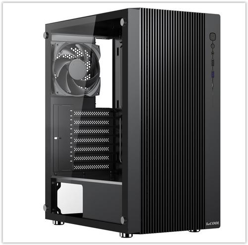 1stCOOL Middle Tower GAMER 4, ATX black černý, bez zdroje, fulltower ATX (USB3+ Audio+ Transparentní bočnice) (PC case)