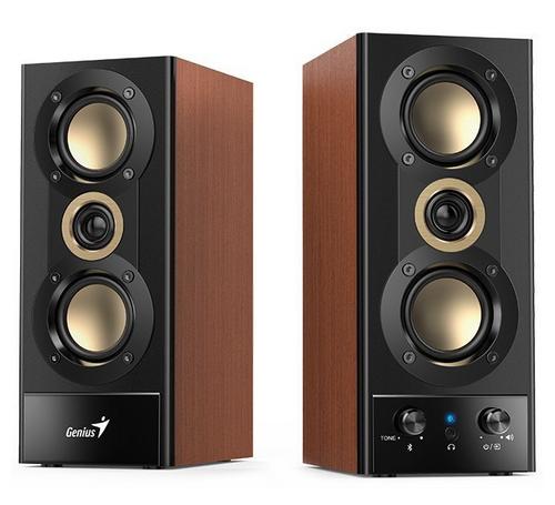 GENIUS repro SP-HF800BT 2.0, 20W, 3,5mm jack, Bluetooth 5.3, USB, dřevěné, černo-hněd - AGEMcz