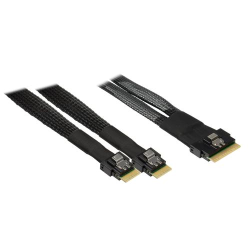 INTER-TECH kabel (SFF-8654 8i) Slim SAS na 2x (SFF-8654 4i) Slim SAS, 0,7m - AGEMcz