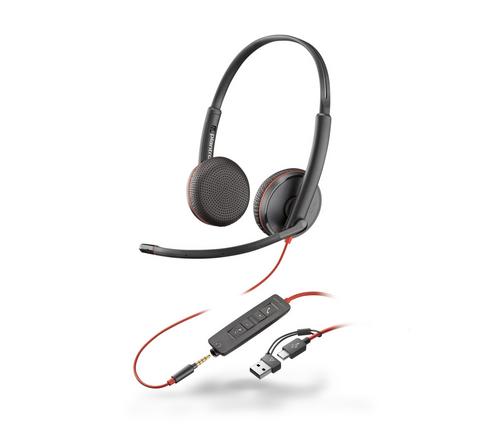 HP Poly Blackwire 3225 náhlavní souprava - sluchátka s mikrofonem, 3.5 mm jack + USB-C / A adaptér - AGEMcz