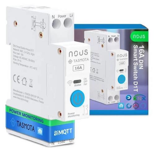 NOUS D1T DIN smart integrovaný spínač, WiFi switch 16A, kompatibilní s Tasmota ESP32 - AGEMcz