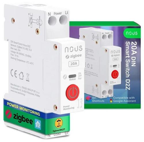 NOUS D2Z DIN smart integrovaný spínač, WiFi switch 20A, kompatibilní s ZigBee a Tuya - AGEMcz