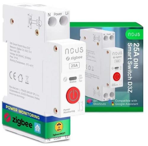 NOUS D3Z DIN smart integrovaný spínač, WiFi switch 25A, kompatibilní s ZigBee a Tuya - AGEMcz
