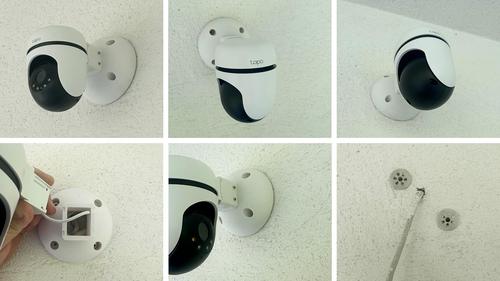 TP-LINK držák/stojan pro kamery Tapo C500/C510W/C520WS na stěnu a strop, bílý s krytkou kabelů - verze zvětšena - AGEMcz