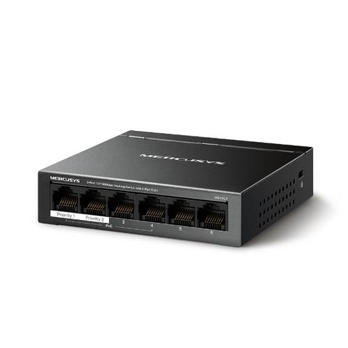 TP-LINK MERCUSYS MS106LP 6portový stolní switch 10/100 Mb/s se 4 porty PoE+ - AGEMcz